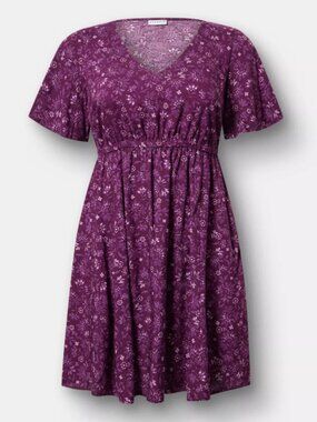 TORRID V-Neck Elastic Waist Mini Dress